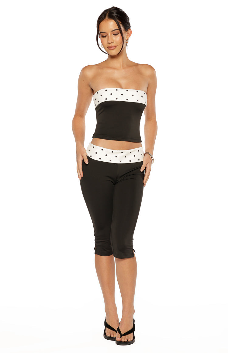 Reece Black Polka Dot Strapless Top — 2