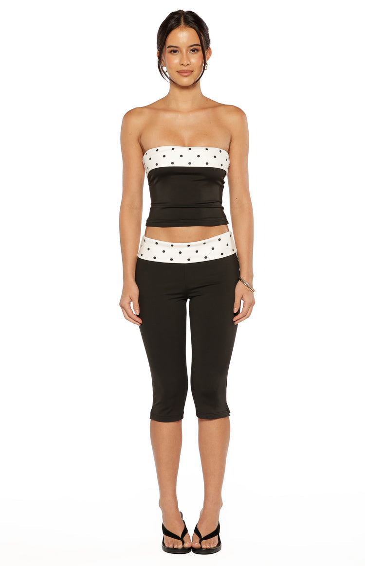 Reece Black Polka Dot Strapless Top — 12