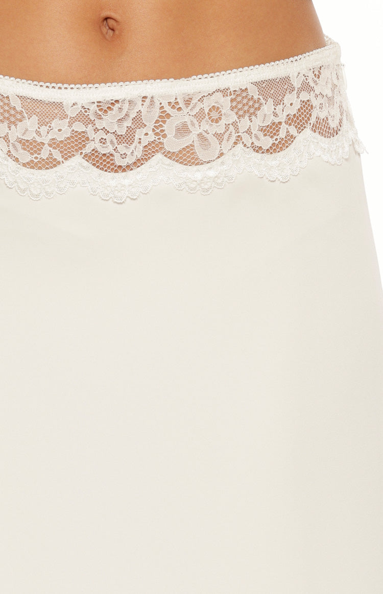 Reighn White Lace Detail Midi Skirt — 12
