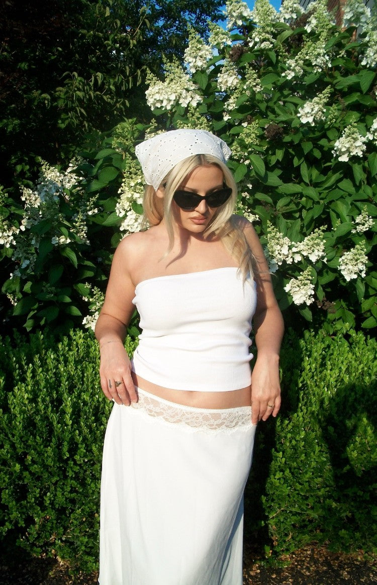 Reighn White Lace Detail Midi Skirt — 26