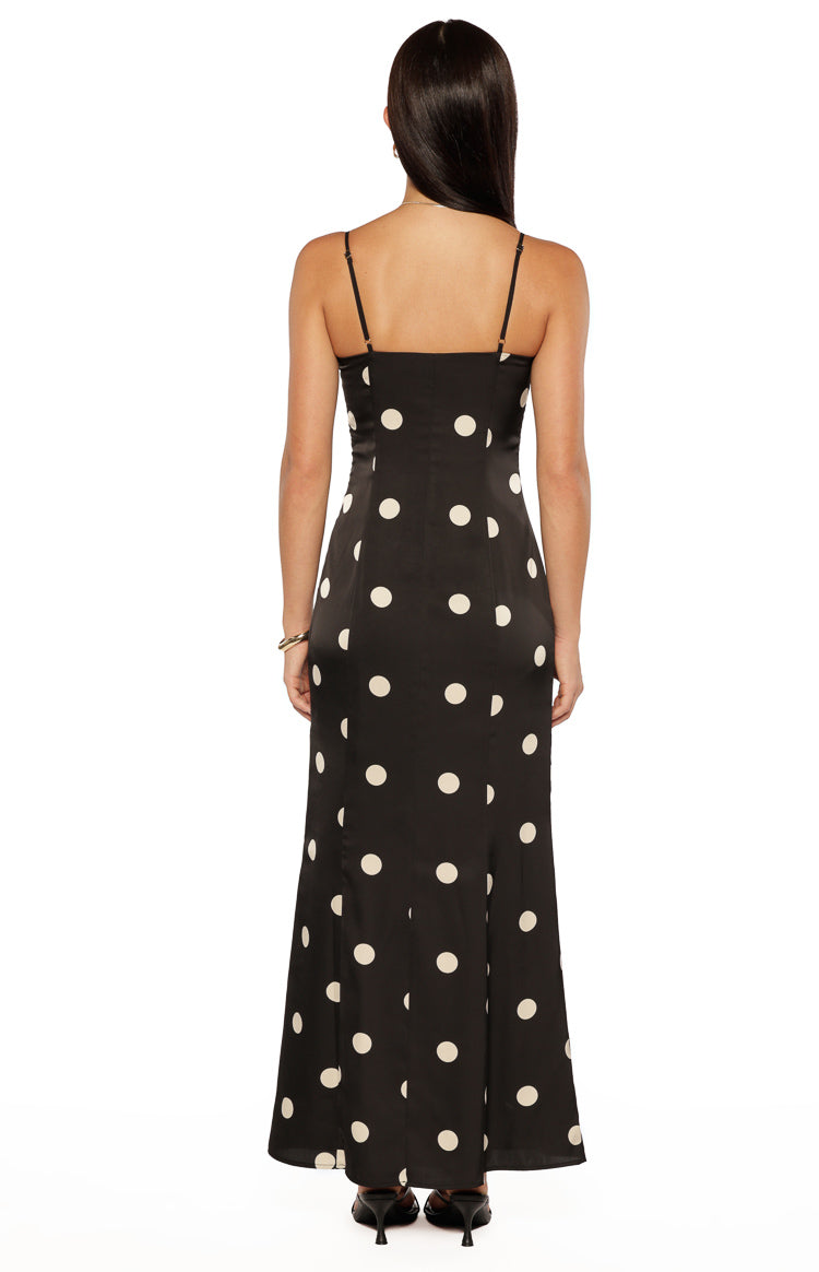 Smith Black Satin Spot Maxi Dress — 7