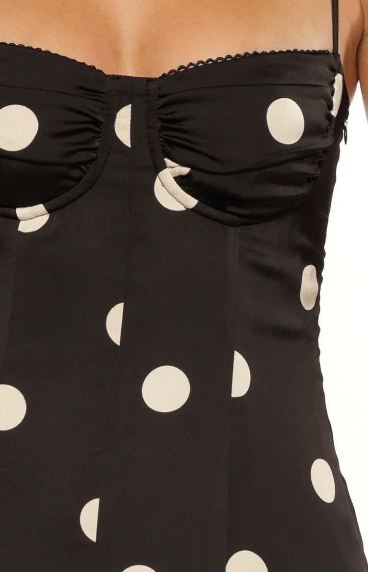 Smith Black Satin Spot Maxi Dress — 8