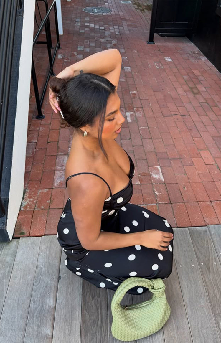 Smith Black Satin Spot Maxi Dress — 9