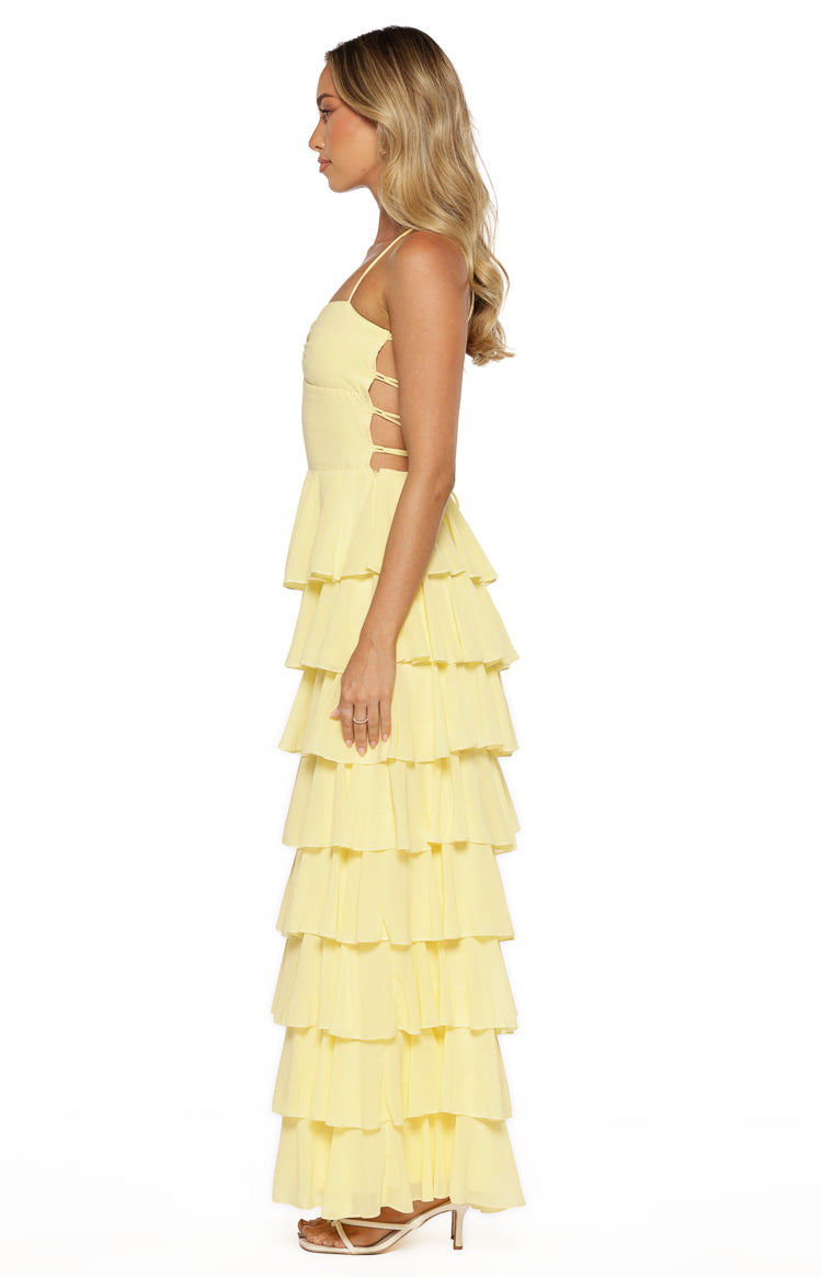 Georgie Yellow Ruffle Maxi Dress — 3