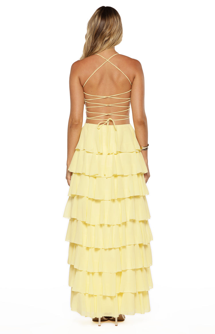 Georgie Yellow Ruffle Maxi Dress — 4