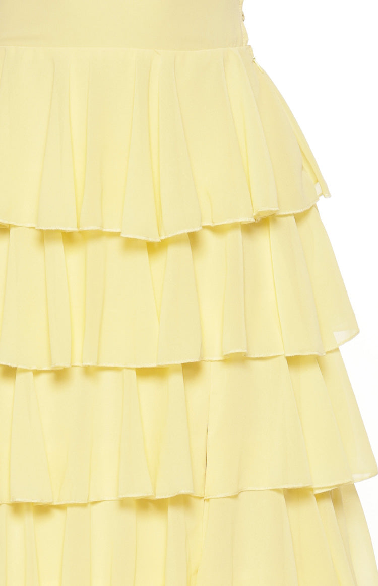 Georgie Yellow Ruffle Maxi Dress — 5