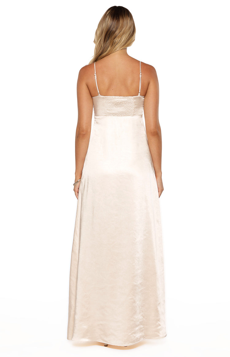 Natasha Cream Satin Maxi Dress — 7
