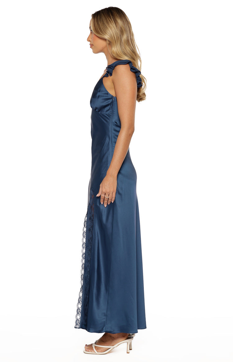 Wendy Navy Satin Maxi Dress — 8