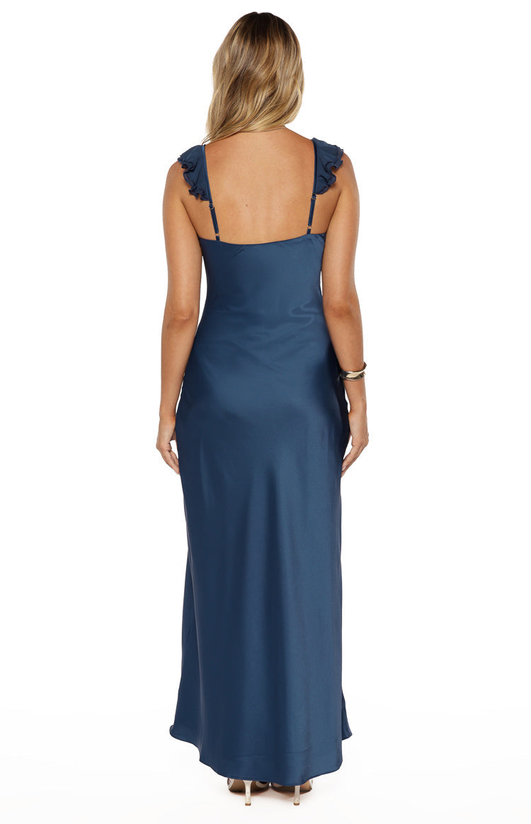 Wendy Navy Satin Maxi Dress — 9