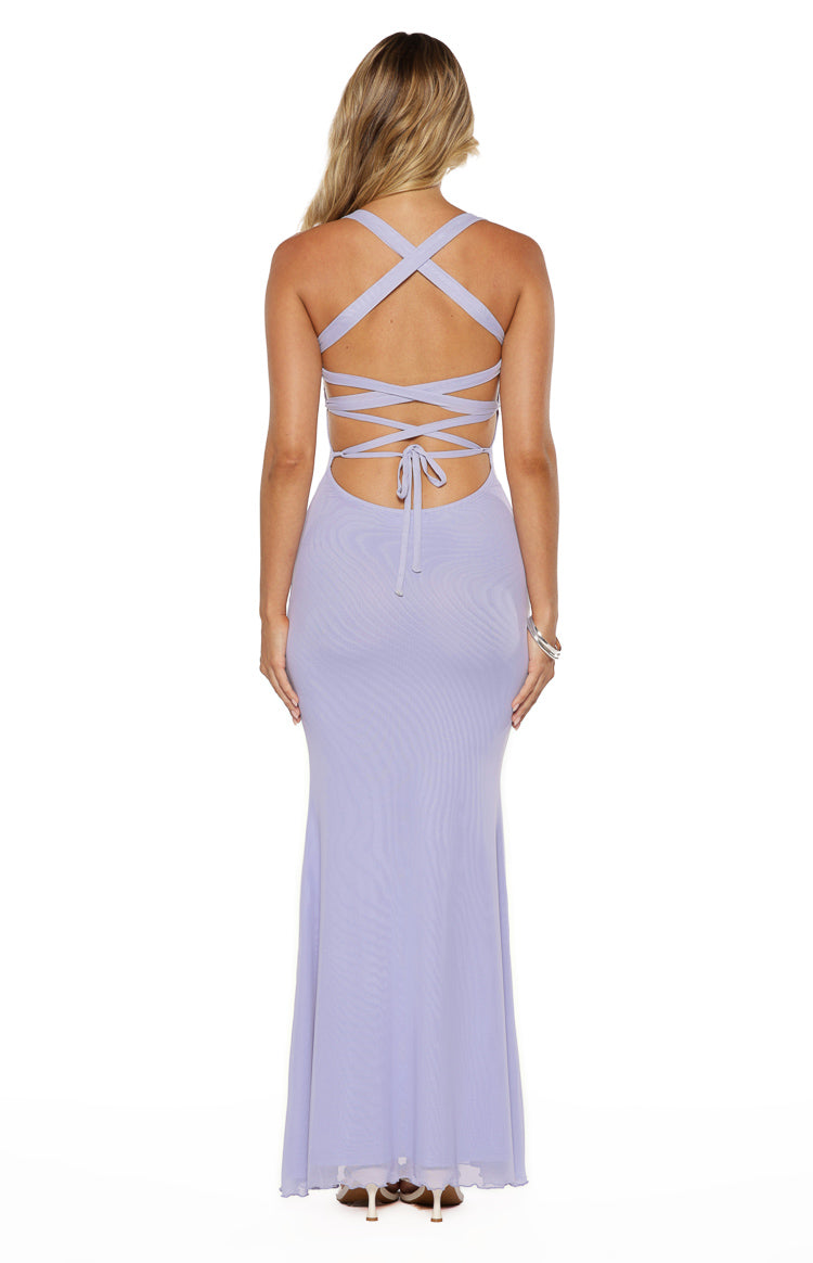 Amelie Lilac Mesh Formal Maxi Dress — 10