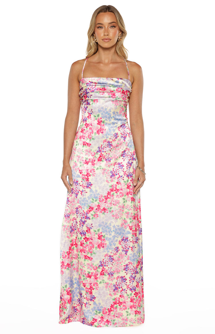 Blaise Multi Floral Satin Maxi Dress — 1