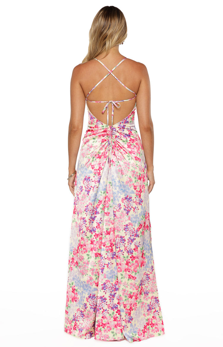 Blaise Multi Floral Satin Maxi Dress — 4