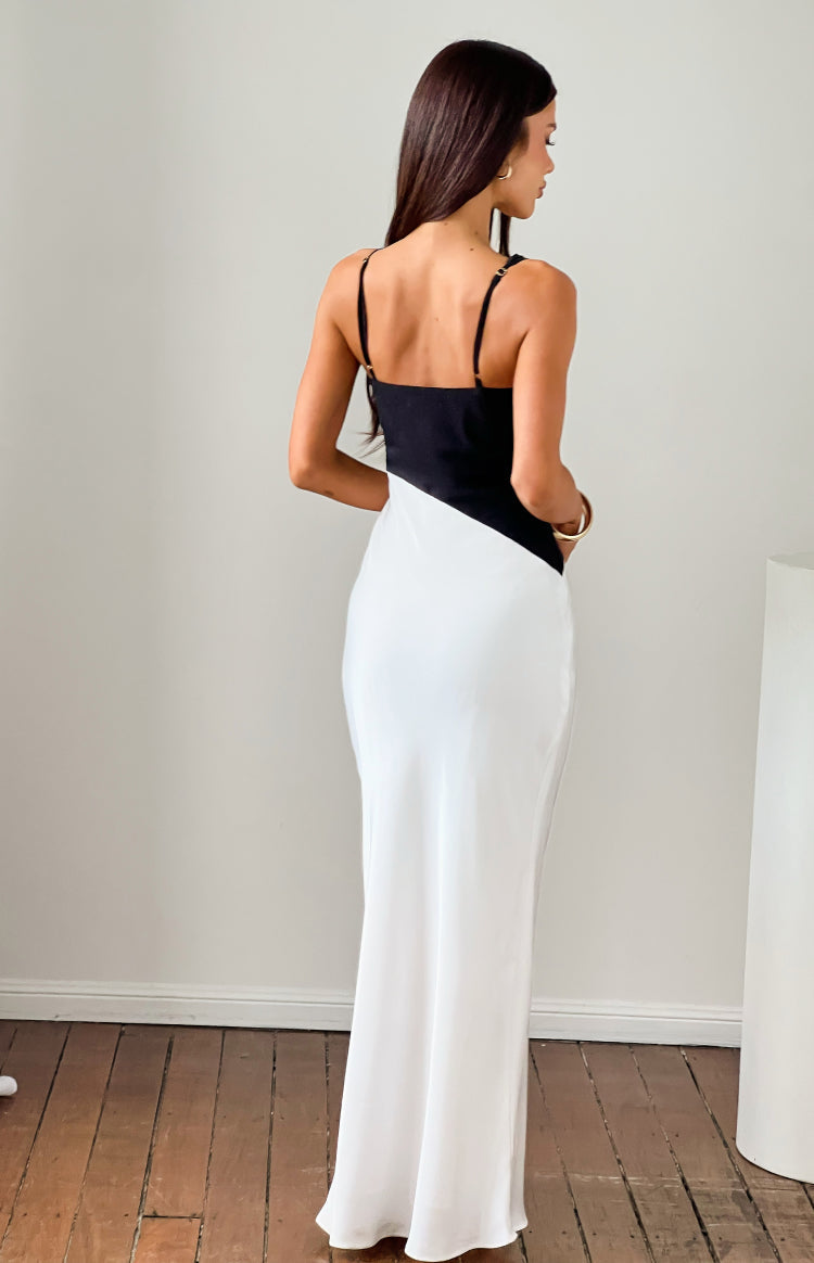 Elise Black Satin Cowl Front Formal Maxi Dress — 4