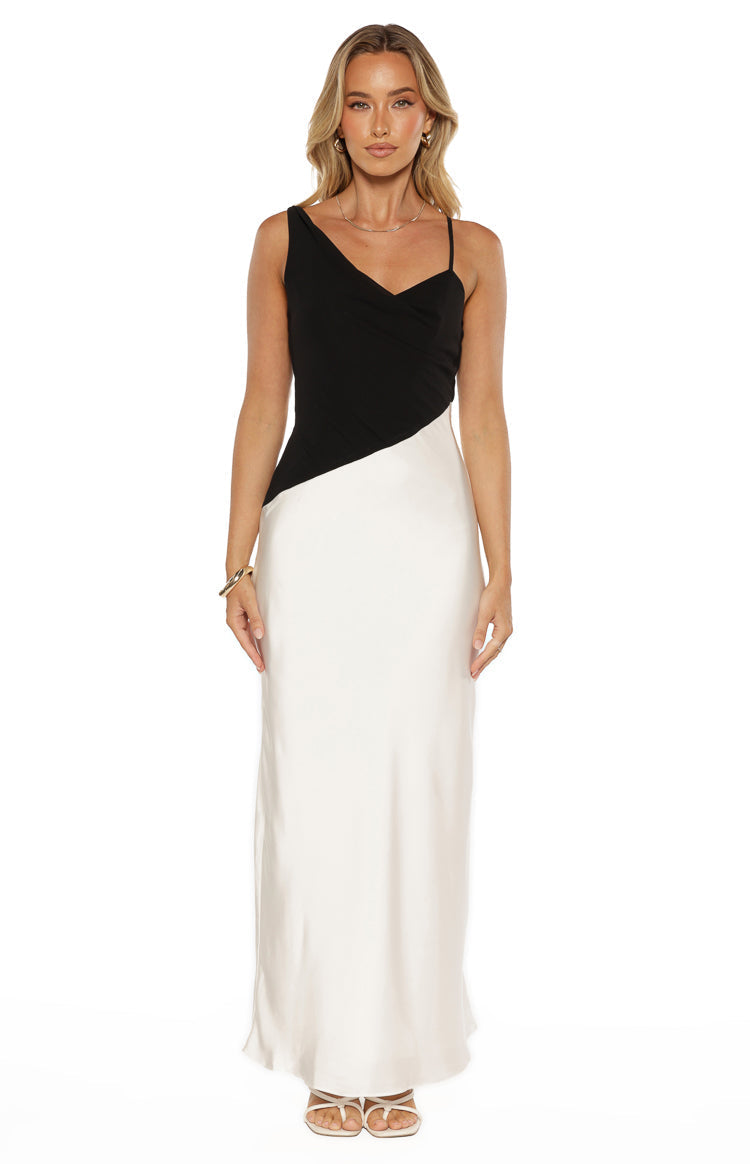 Elise Black Satin Cowl Front Formal Maxi Dress — 7