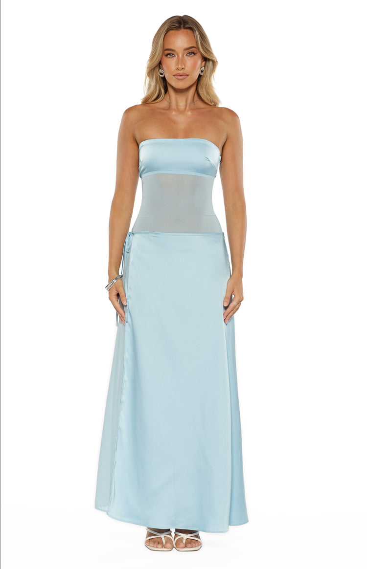 Lidia Blue Wrap Front Maxi Dress — 7