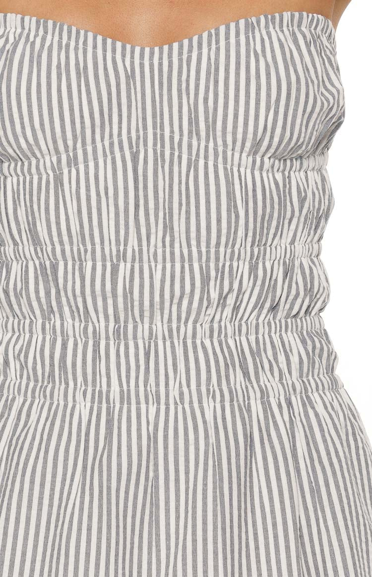 Calvin Blue Stripe Strapless Mini Dress — 11