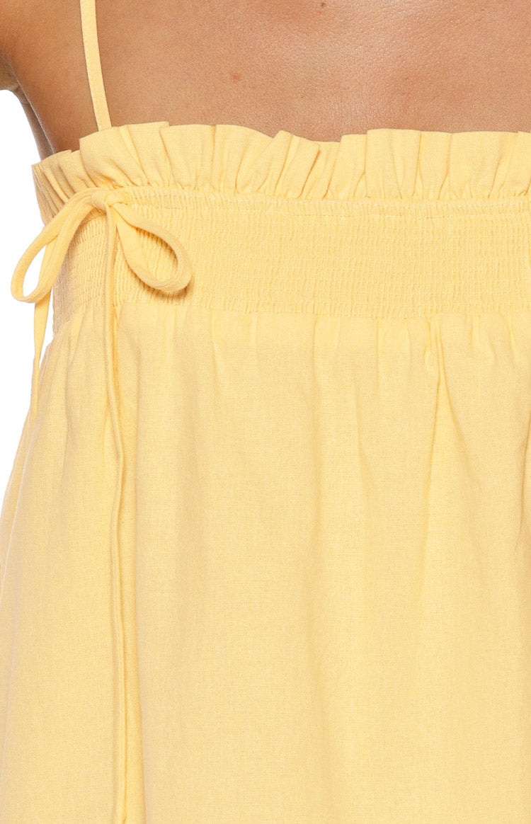 Leone Yellow Shirred Bust Mini Dress — 8
