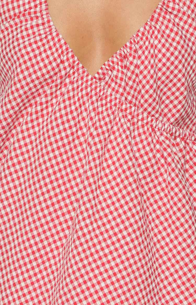 Althea Red Gingham Wrap Front Mini Dress — 8