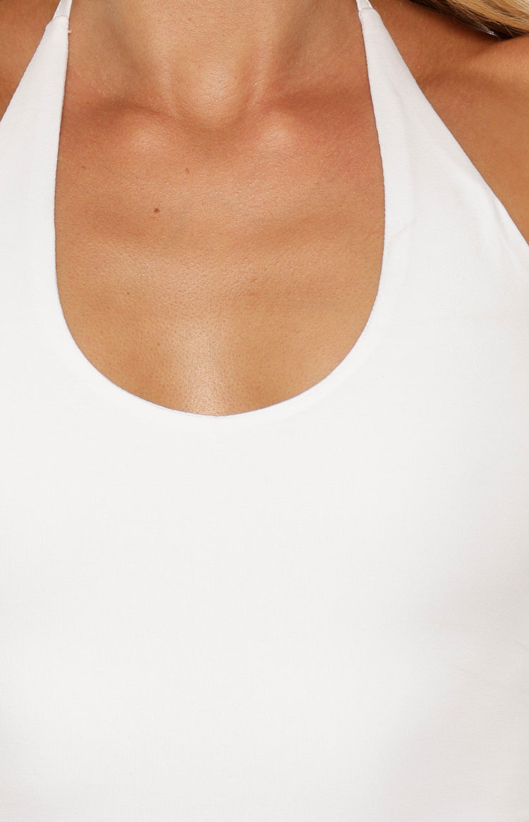 Nora White Jersey Halter Neck Top — 6