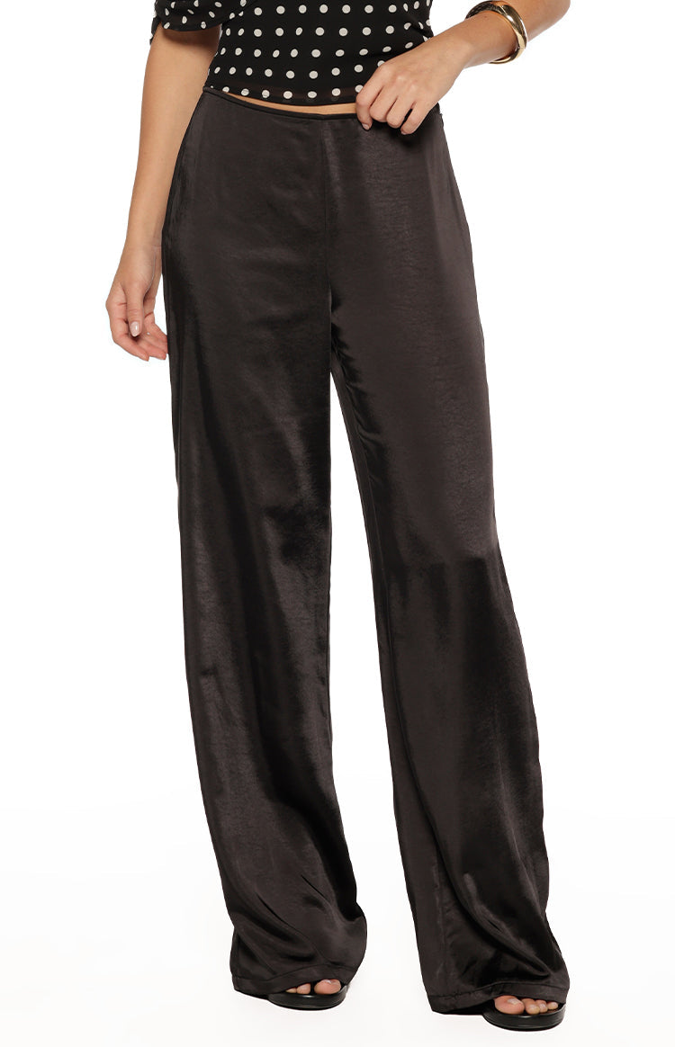 Orla Black Satin Straight Leg Pants — 3