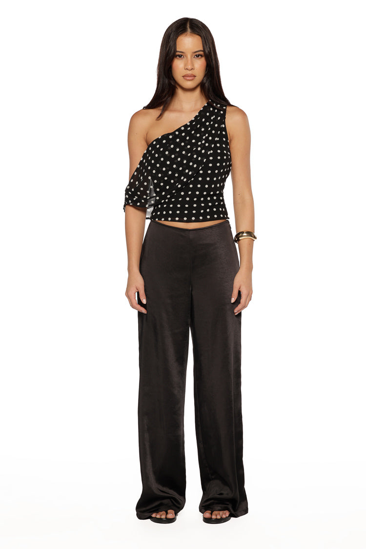 Orla Black Satin Straight Leg Pants — 8