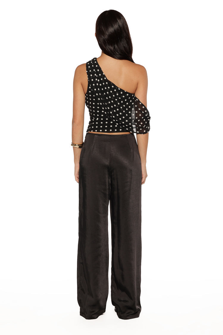 Orla Black Satin Straight Leg Pants — 10