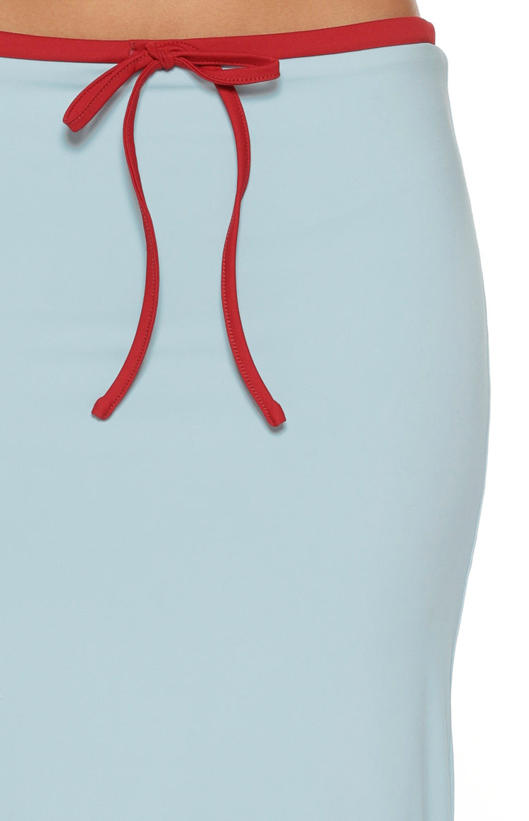 Myles Blue Tie Waist Jersey Midi Skirt — 12
