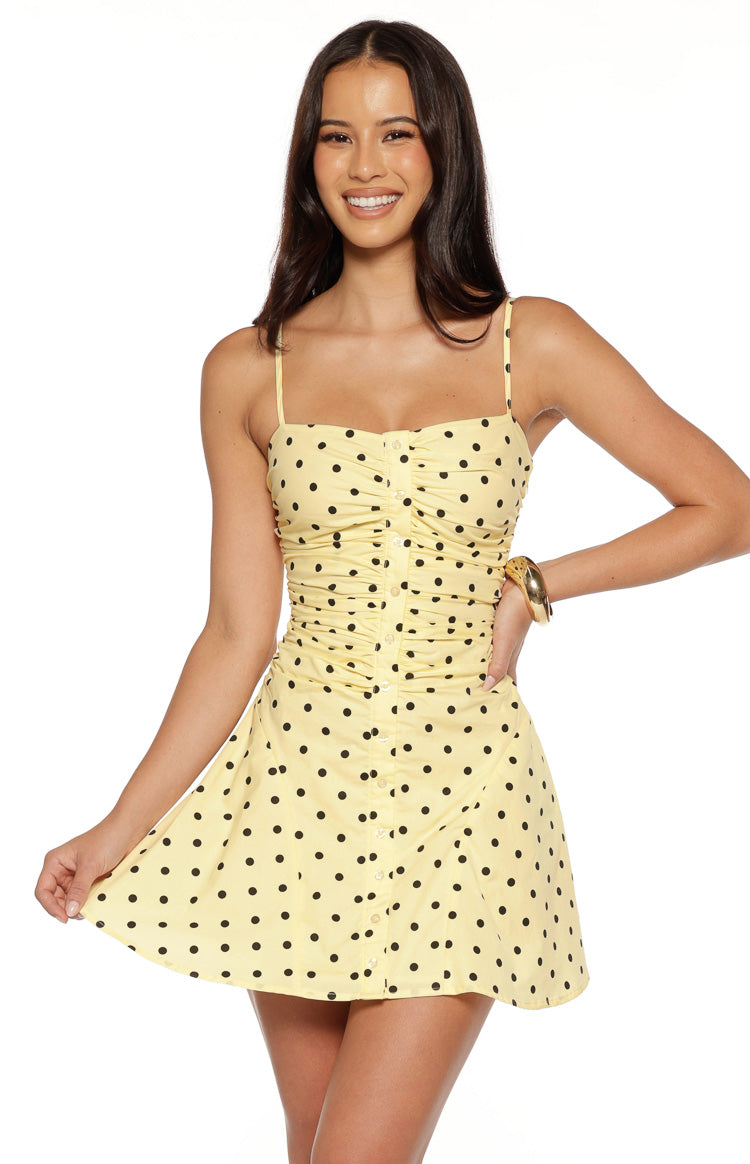 Teo Yellow Polka Dot Mini Dress — 1