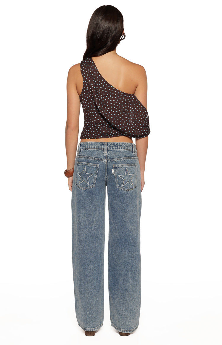 Khamie Brown Polka Dot Off Shoulder Top — 5