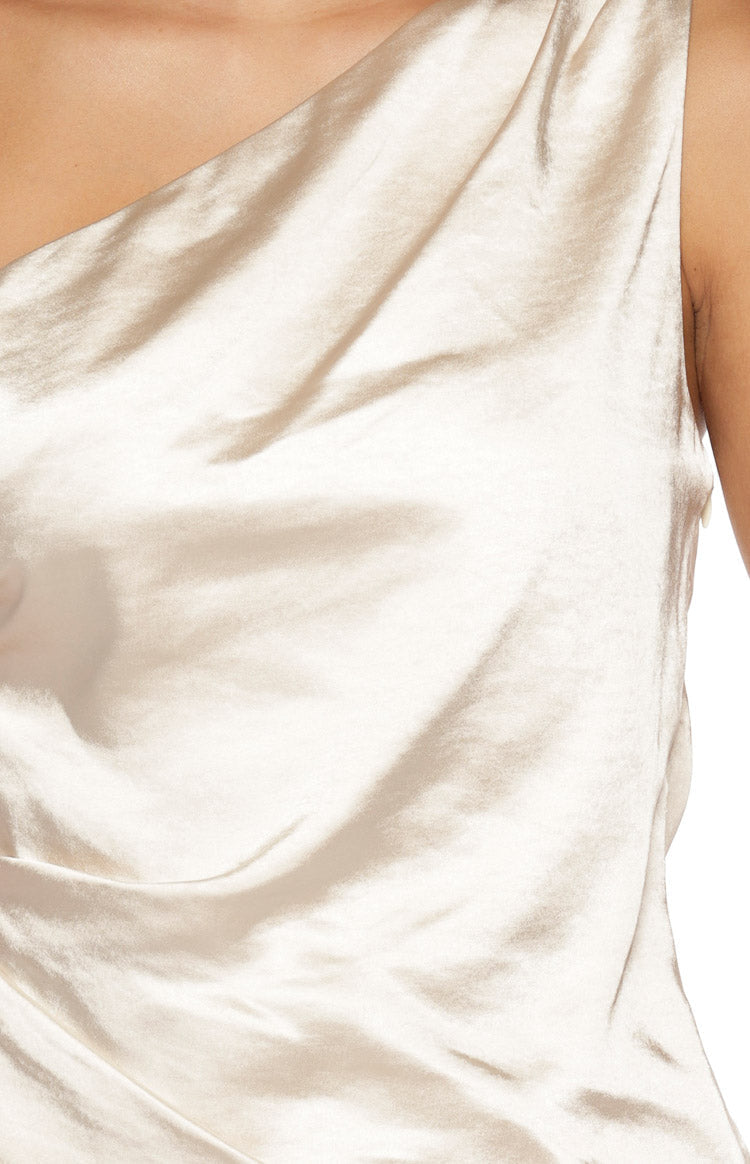Celine Cream Satin Asymmetric Top — 10