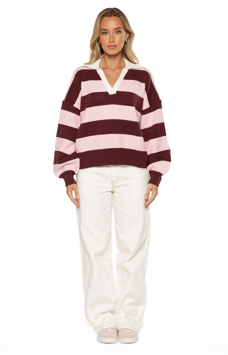 Rina Pink Stripe Polo — 6