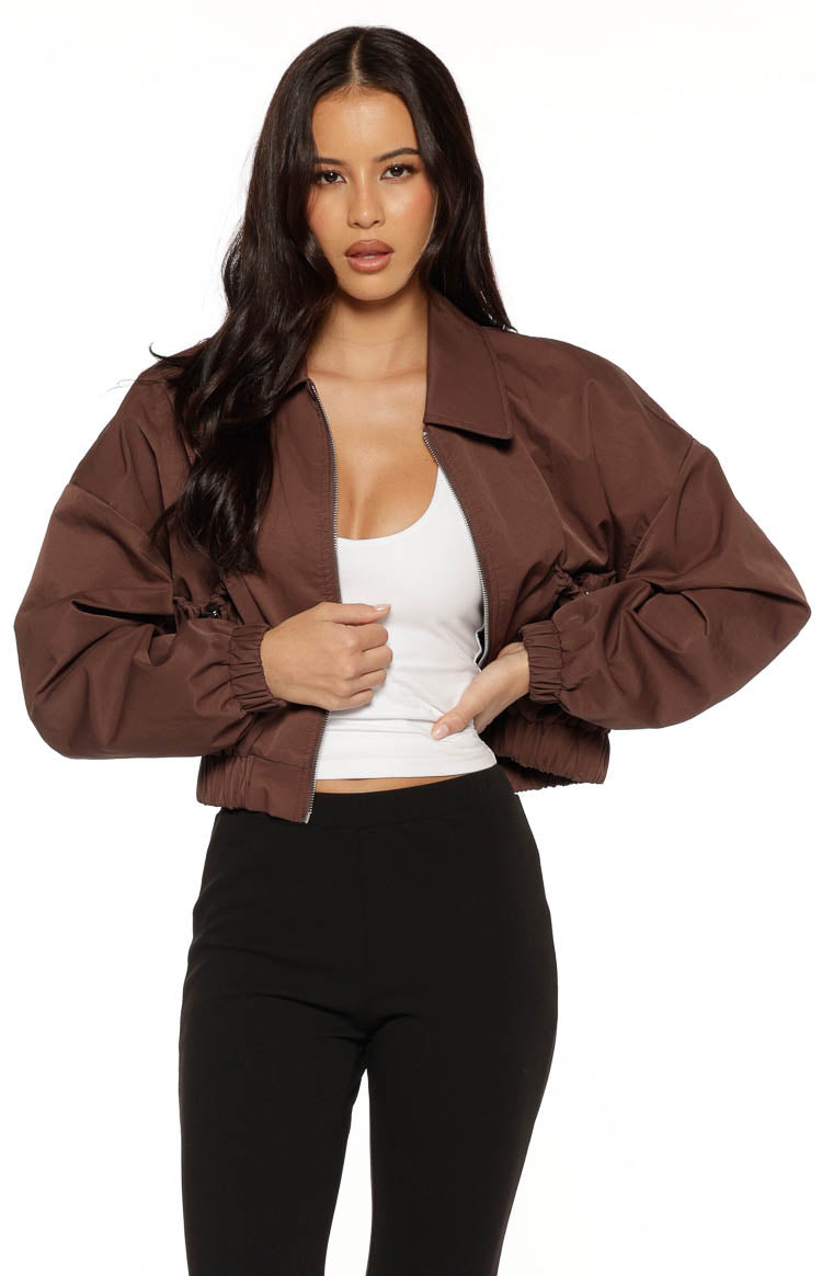 Bobbi Chocolate Collar Bomber Jacket — 4