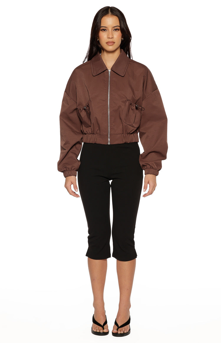 Bobbi Chocolate Collar Bomber Jacket — 8