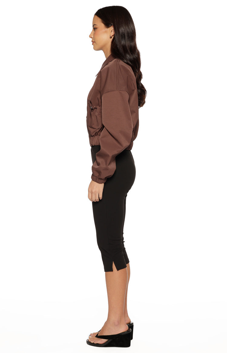 Bobbi Chocolate Collar Bomber Jacket — 9