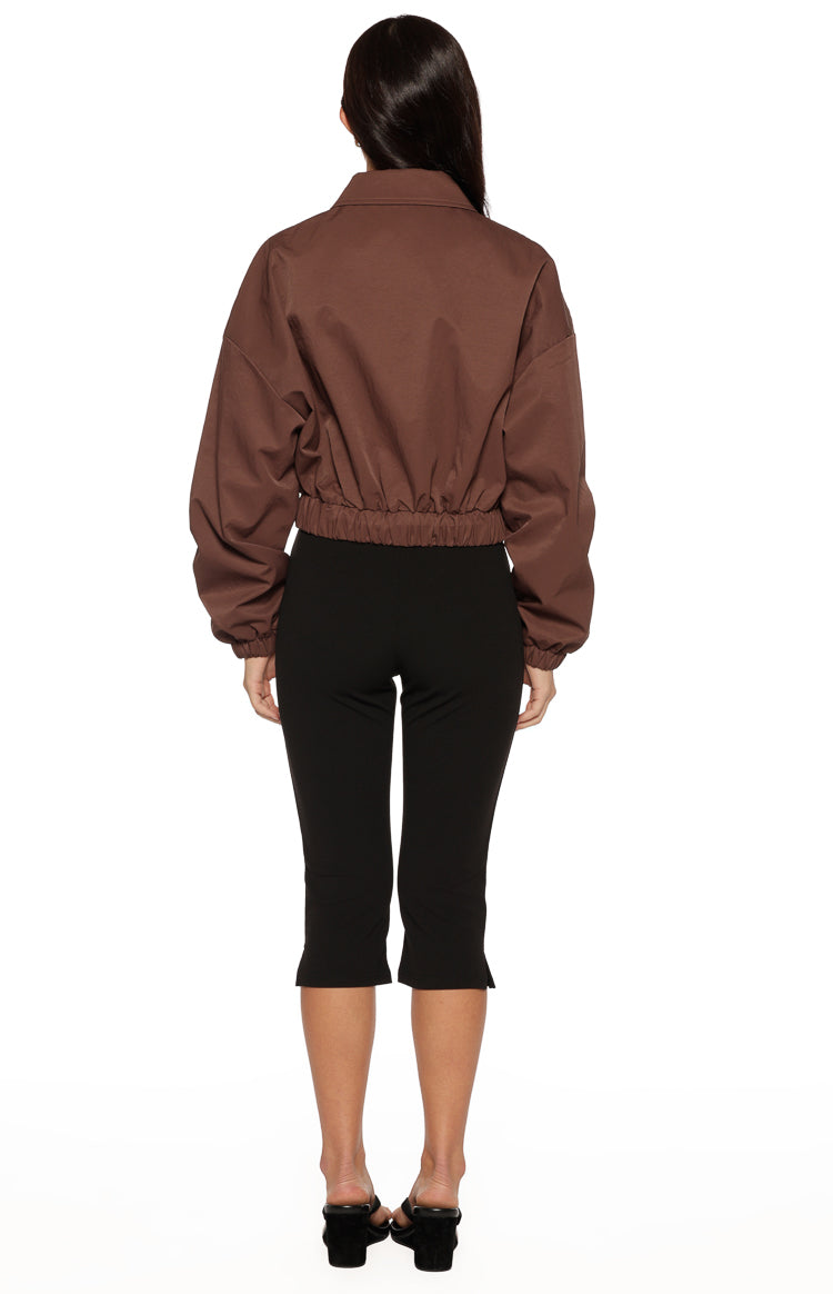 Bobbi Chocolate Collar Bomber Jacket — 10