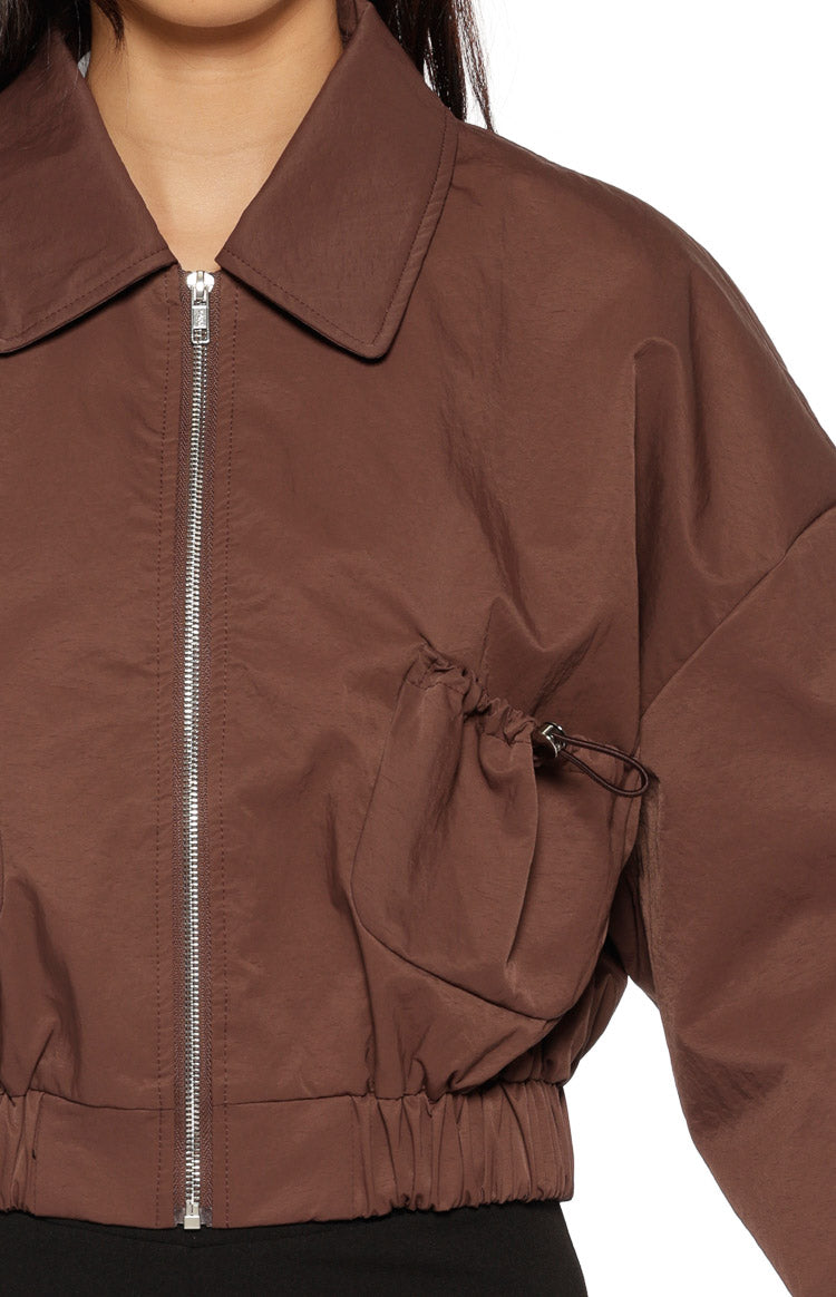 Bobbi Chocolate Collar Bomber Jacket — 12
