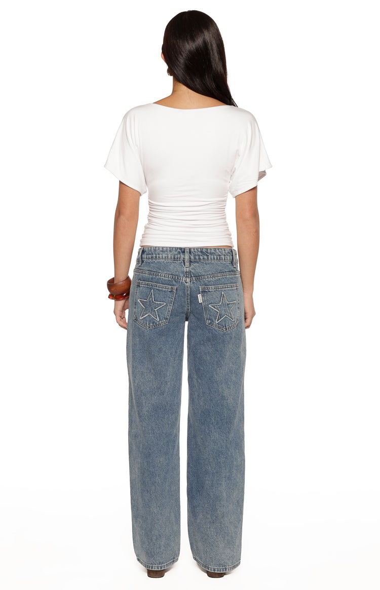 Muriel White Ruched Waist Jersey Top — 10