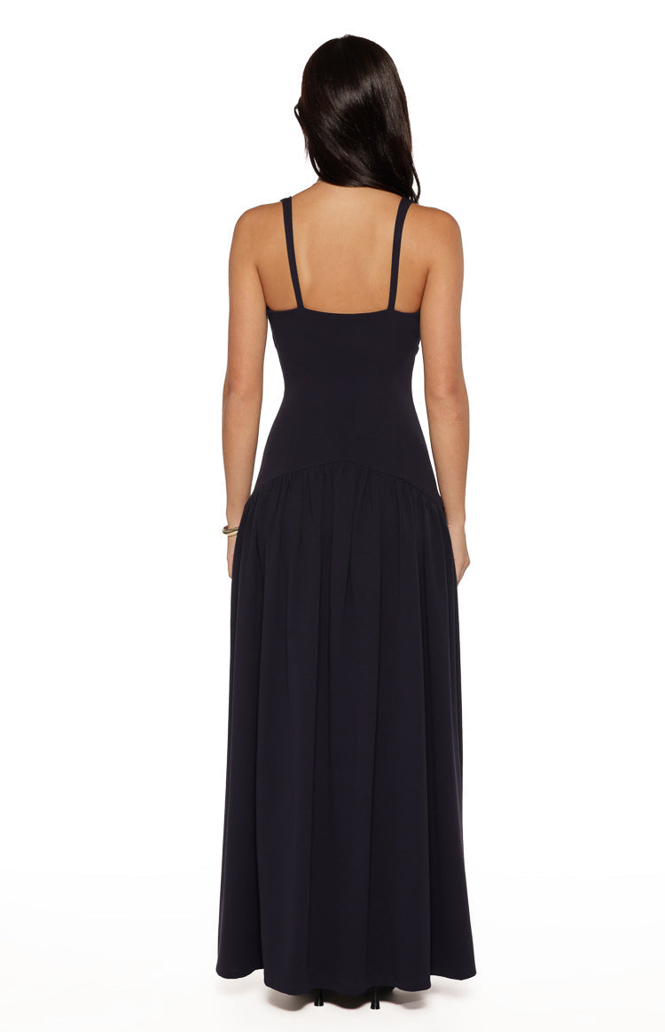 Novi Navy Drop Waist Crepe Maxi Dress — 4