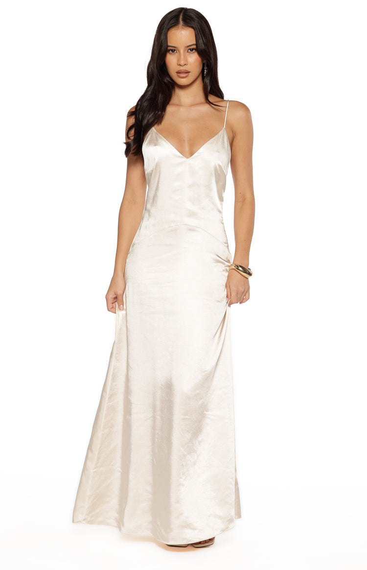 Kaitlynn Cream Satin Maxi Dress — 7