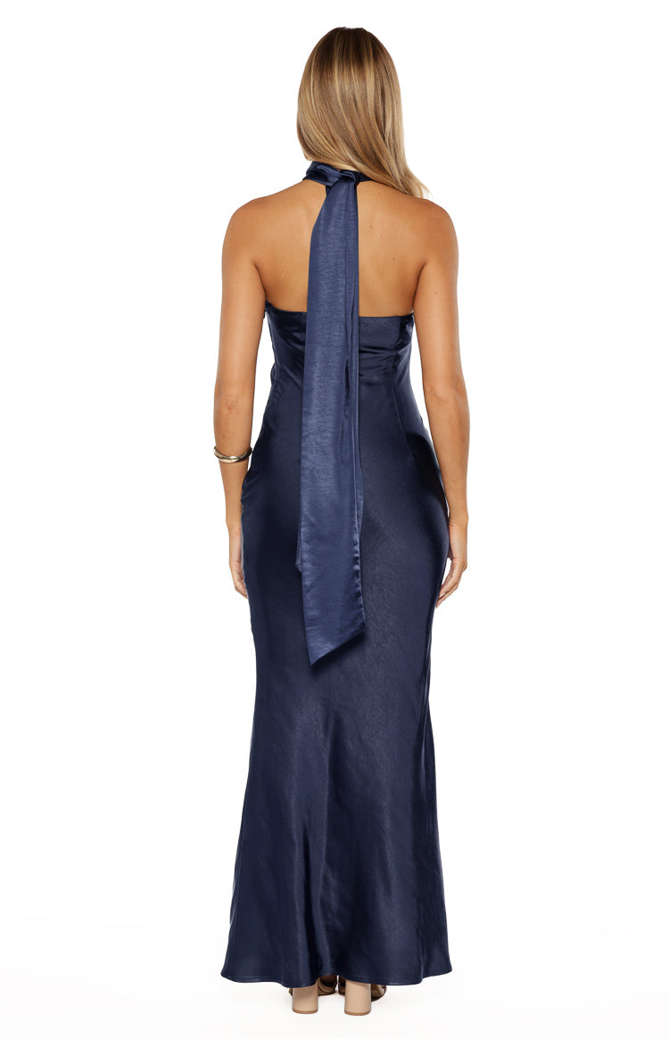 Ember Navy Satin Maxi Dress — 7