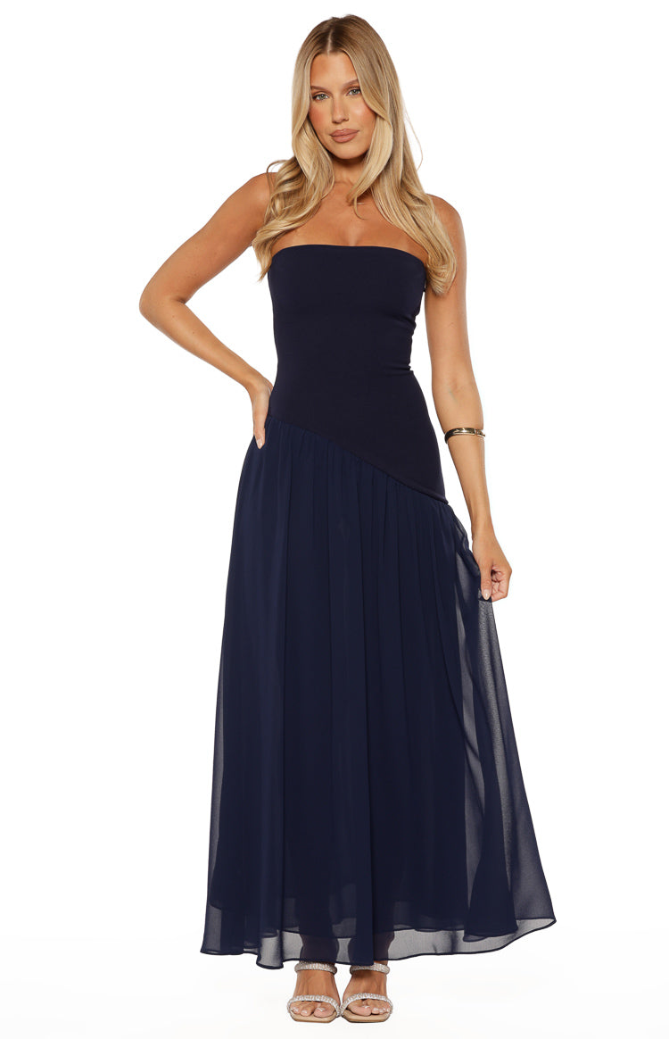Zelia Strapless Navy Maxi Dress — 1