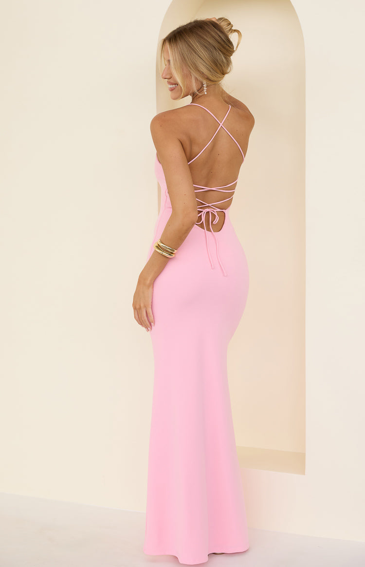 Harriet Pink Crepe Maxi Dress — 1