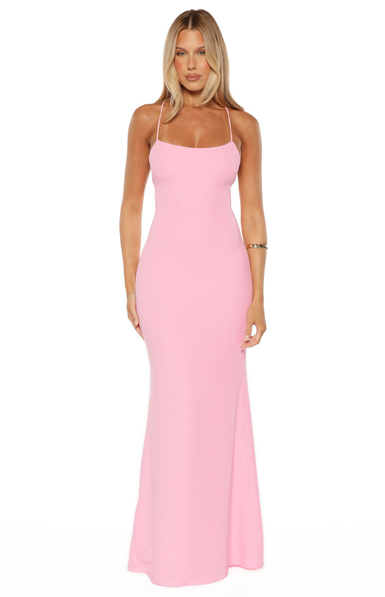 Harriet Pink Crepe Maxi Dress — 4
