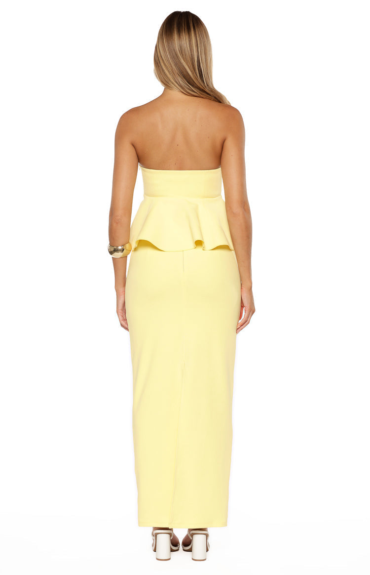 Olina Yellow Crepe Strapless Top — 9