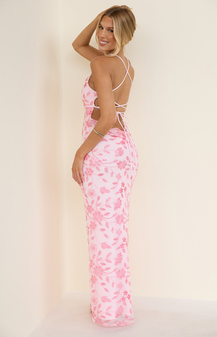 Tamia Pink Sequin Maxi Dress — 4