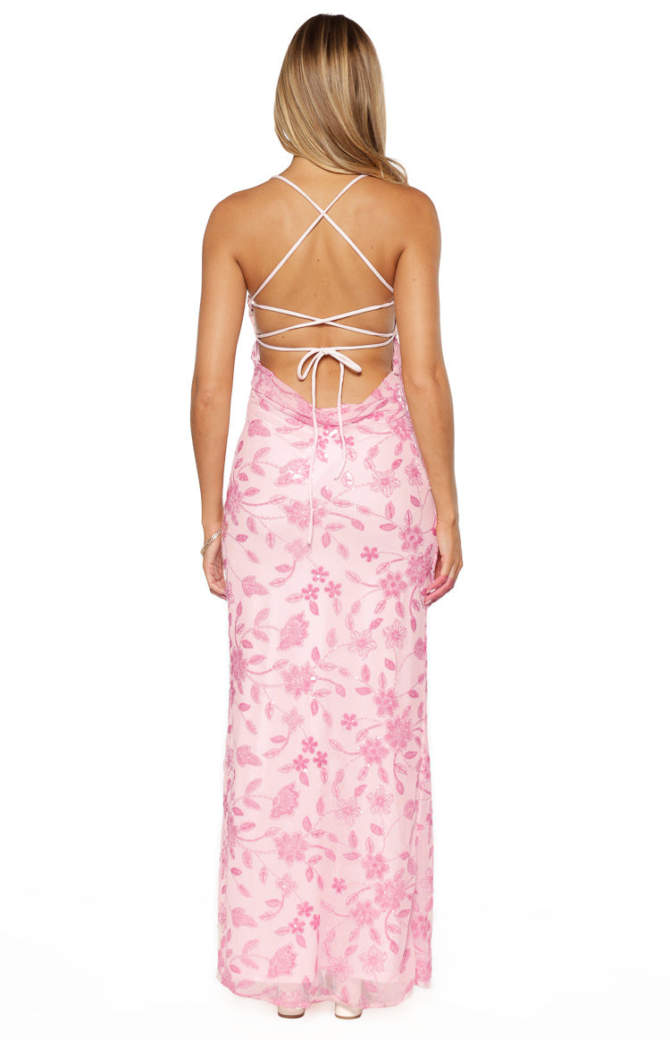Tamia Pink Sequin Maxi Dress — 8