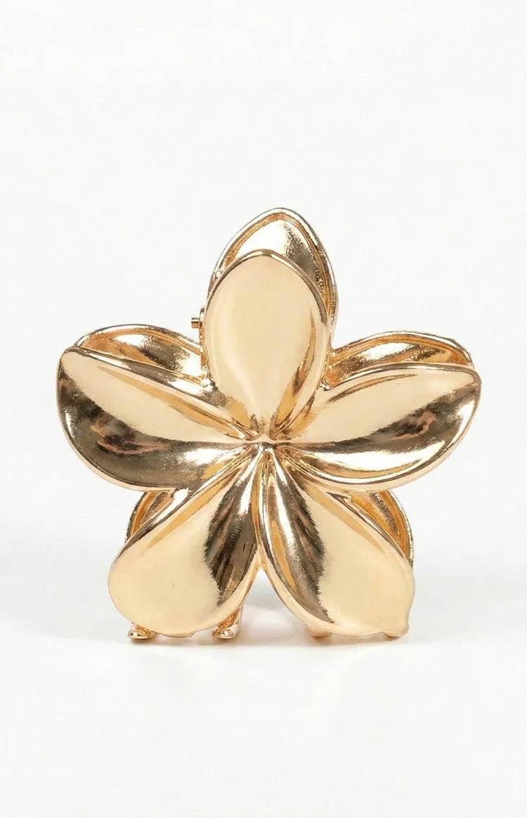 Quinny Gold Metal Flower Claw Clip — 1