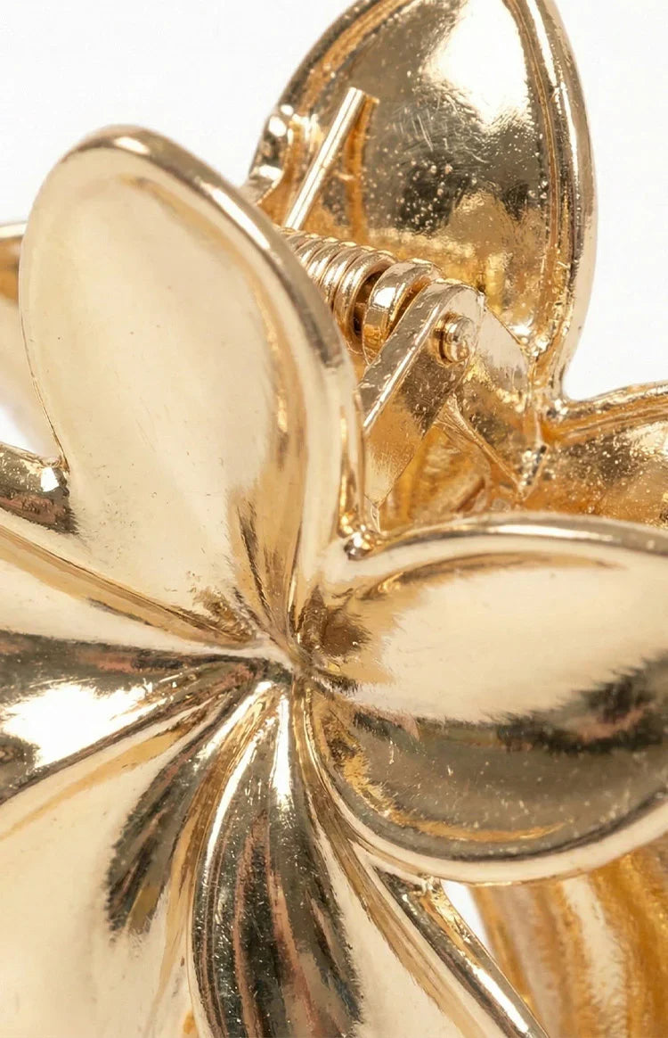 Quinny Gold Metal Flower Claw Clip — 4