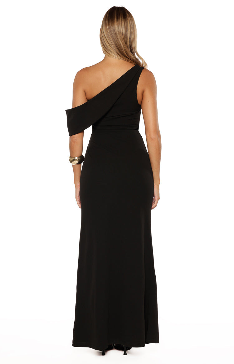 Farah Black Crepe Off Shoulder Maxi Dress — 4