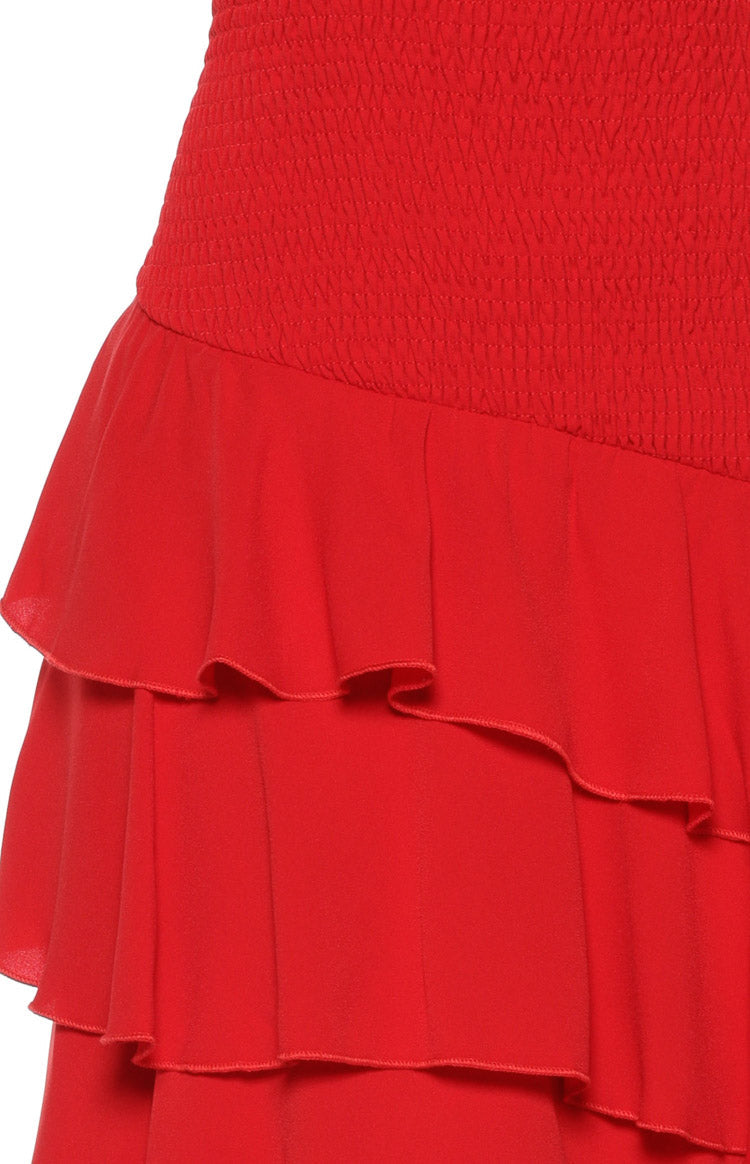 Riles Red Strapless Ruffle Maxi Dress — 11